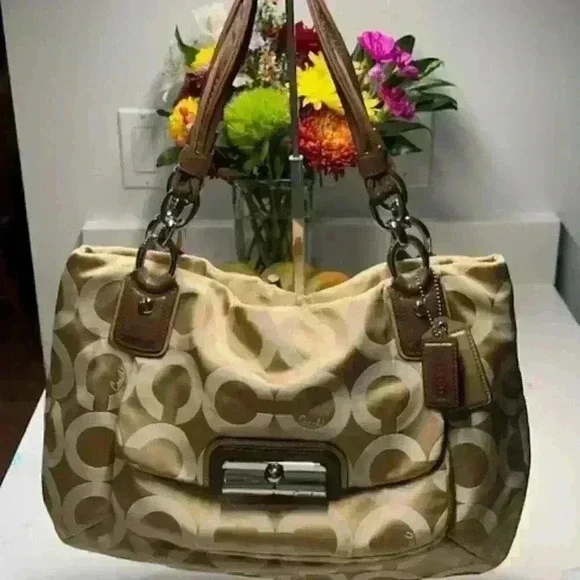 Coach Kristin Op Art Sateen Zip Top Tote Shoulder Bag #16813 - Picture 2 of 16